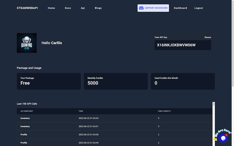 Dashboard screenshot